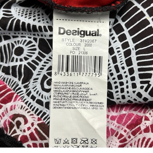 Desigual Atypical Chula Life Sleeveless Dress A-Line Pink Black Red Size Large - Picture 7 of 9